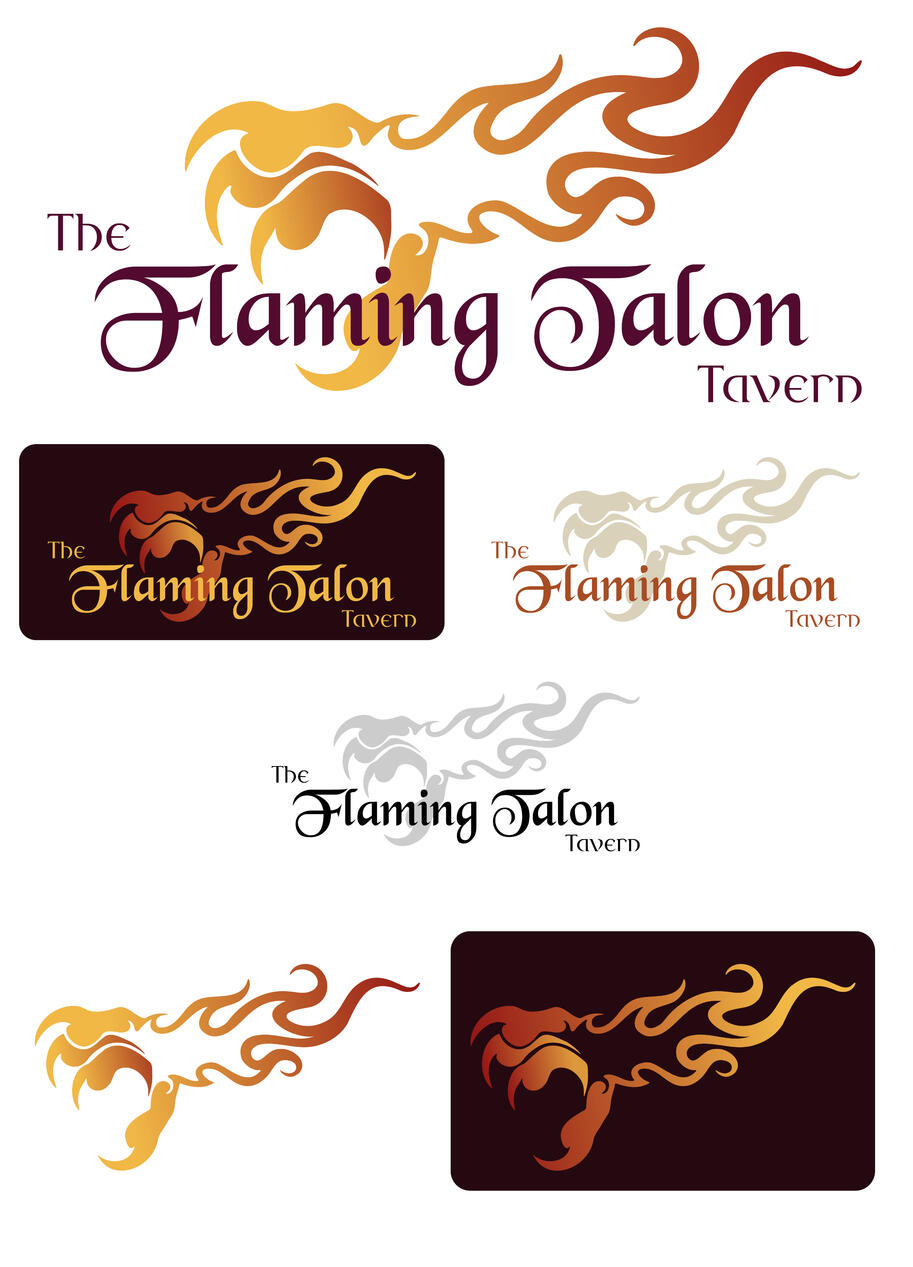 The Flaming Talon Tavern Logo Designs