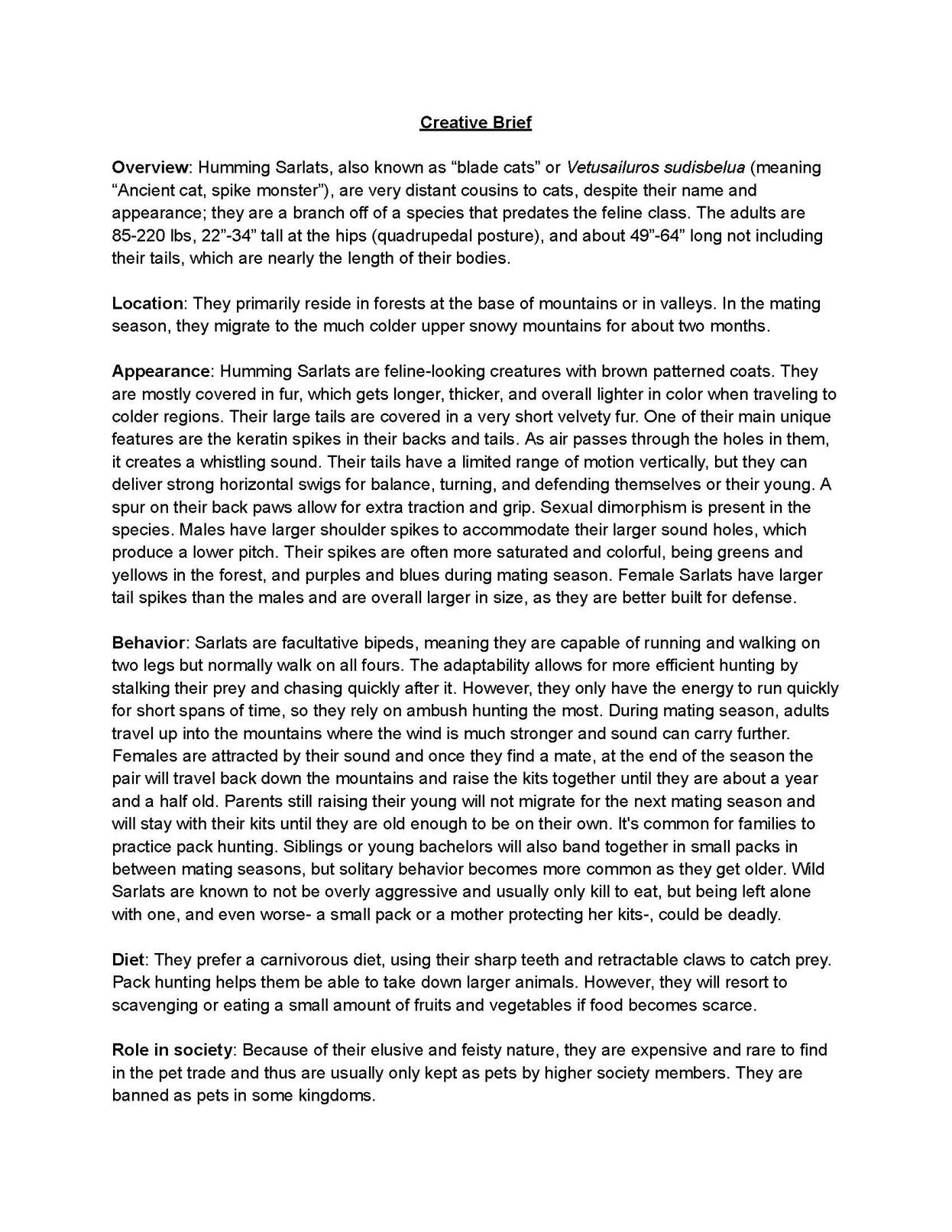 Creature Creative Brief PG 1